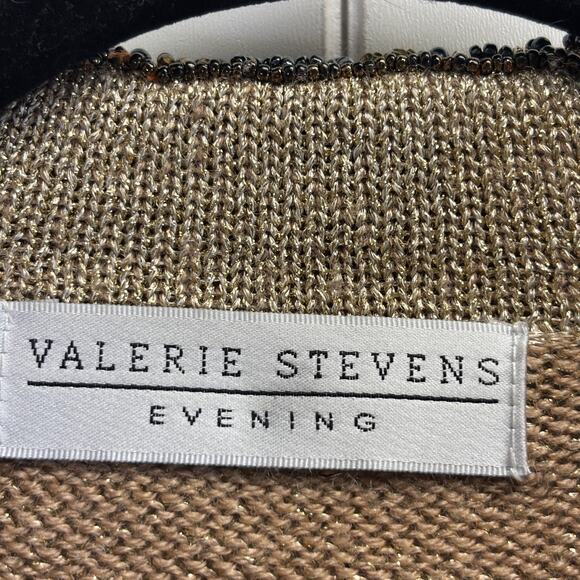 Vintage Valerie Stevens Women Beaded Glam Old Money Cardigan Sweater Size M Gold - Picture 3 of 9